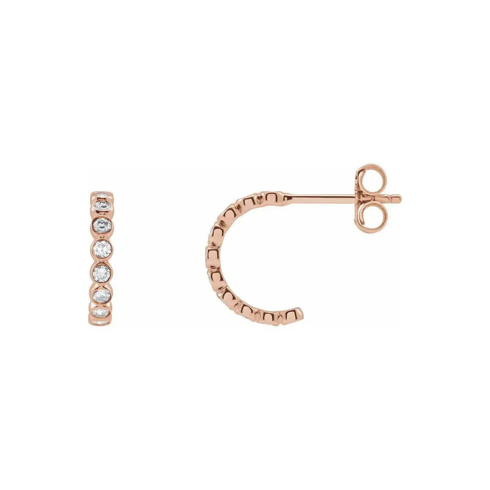 Lab Diamond Bezel Huggie Hoops - Image 8