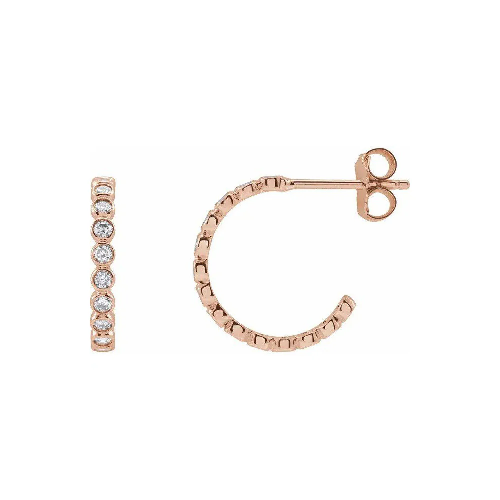 Lab Diamond Bezel Huggie Hoops - Image 9