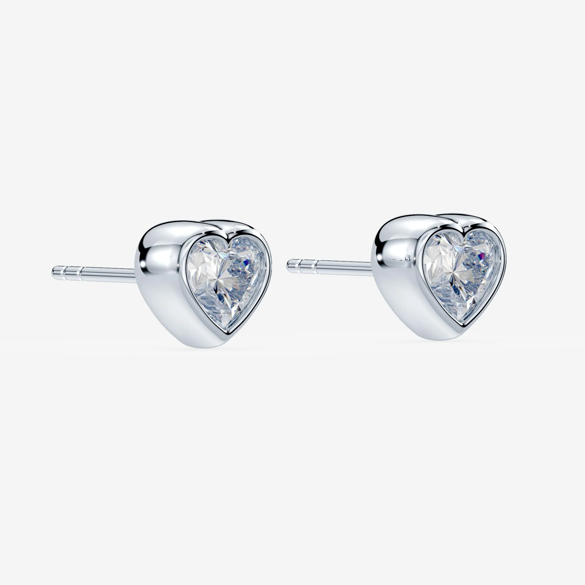 Heart Diamond Stud Earrings - Image 3