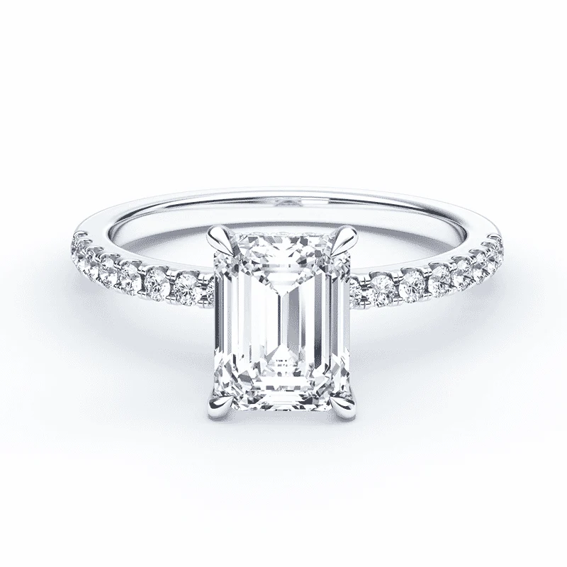 Emerald Hidden Halo Pave Ring