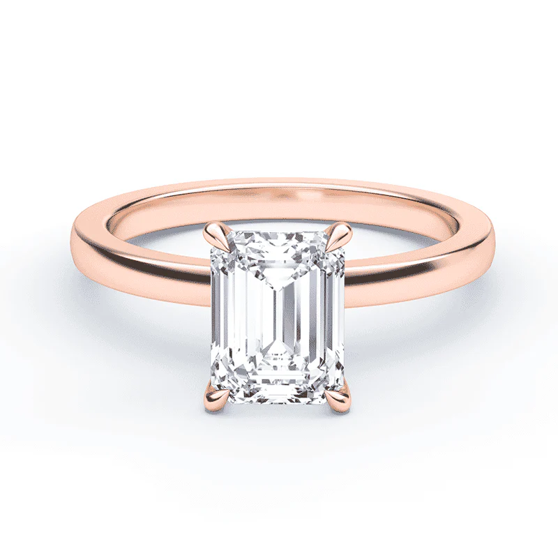 Emerald Cut Hidden Halo Ring