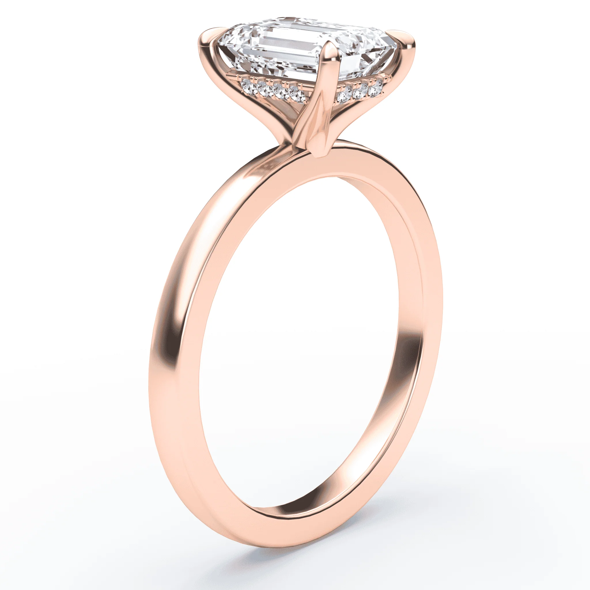 Emerald Cut Hidden Halo Ring - Image 2