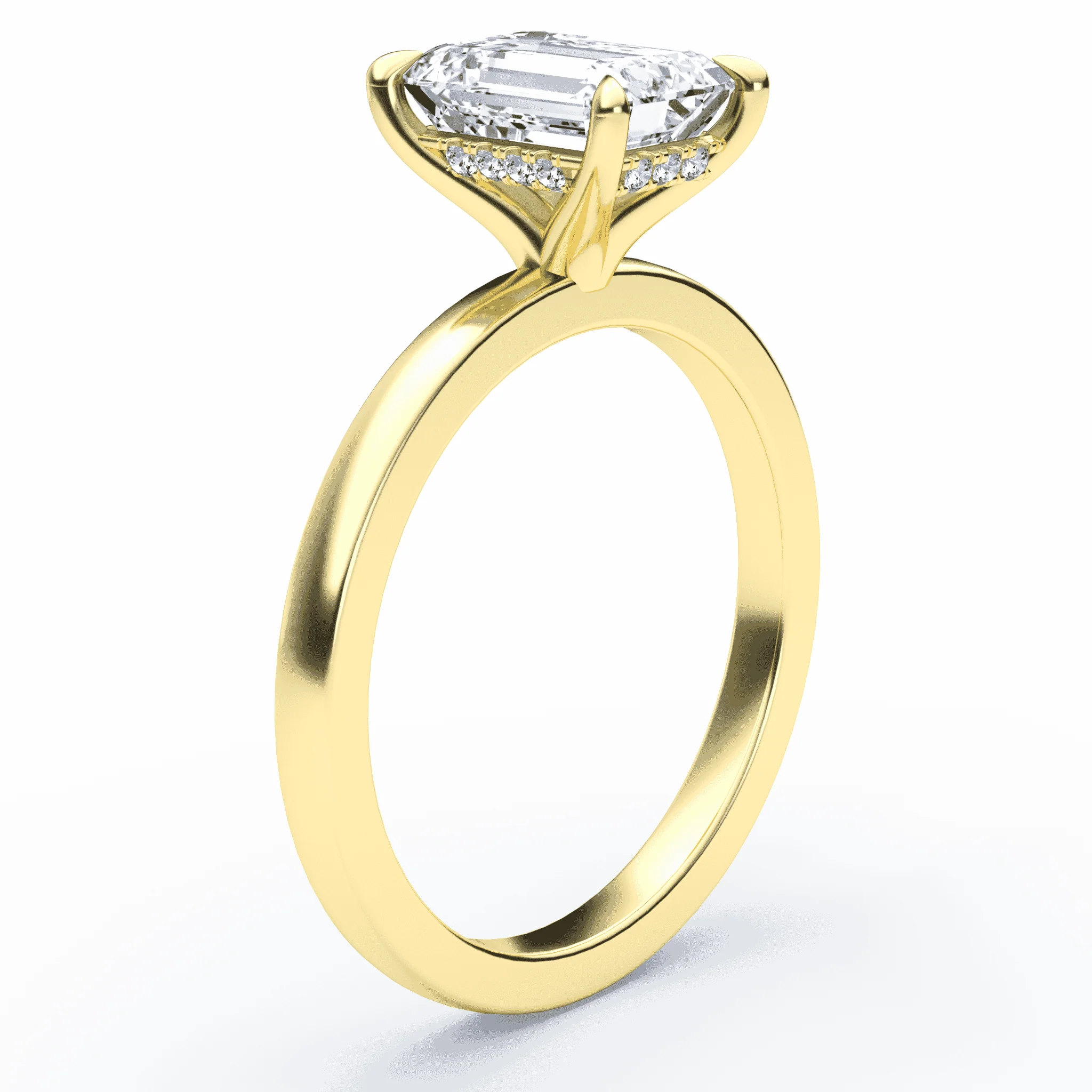Emerald Cut Hidden Halo Ring - Image 2