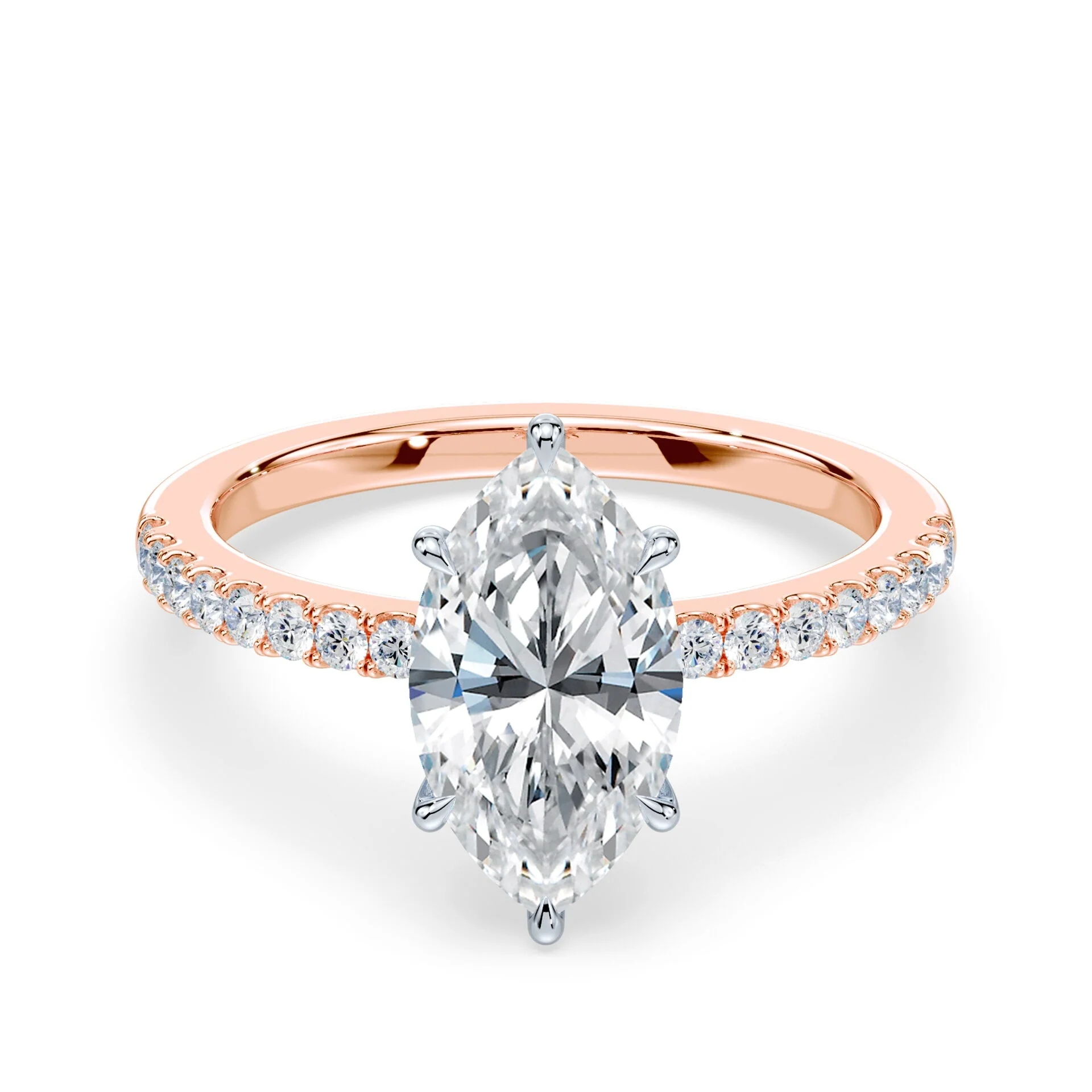Marquise Low Hidden Halo Pave Ring