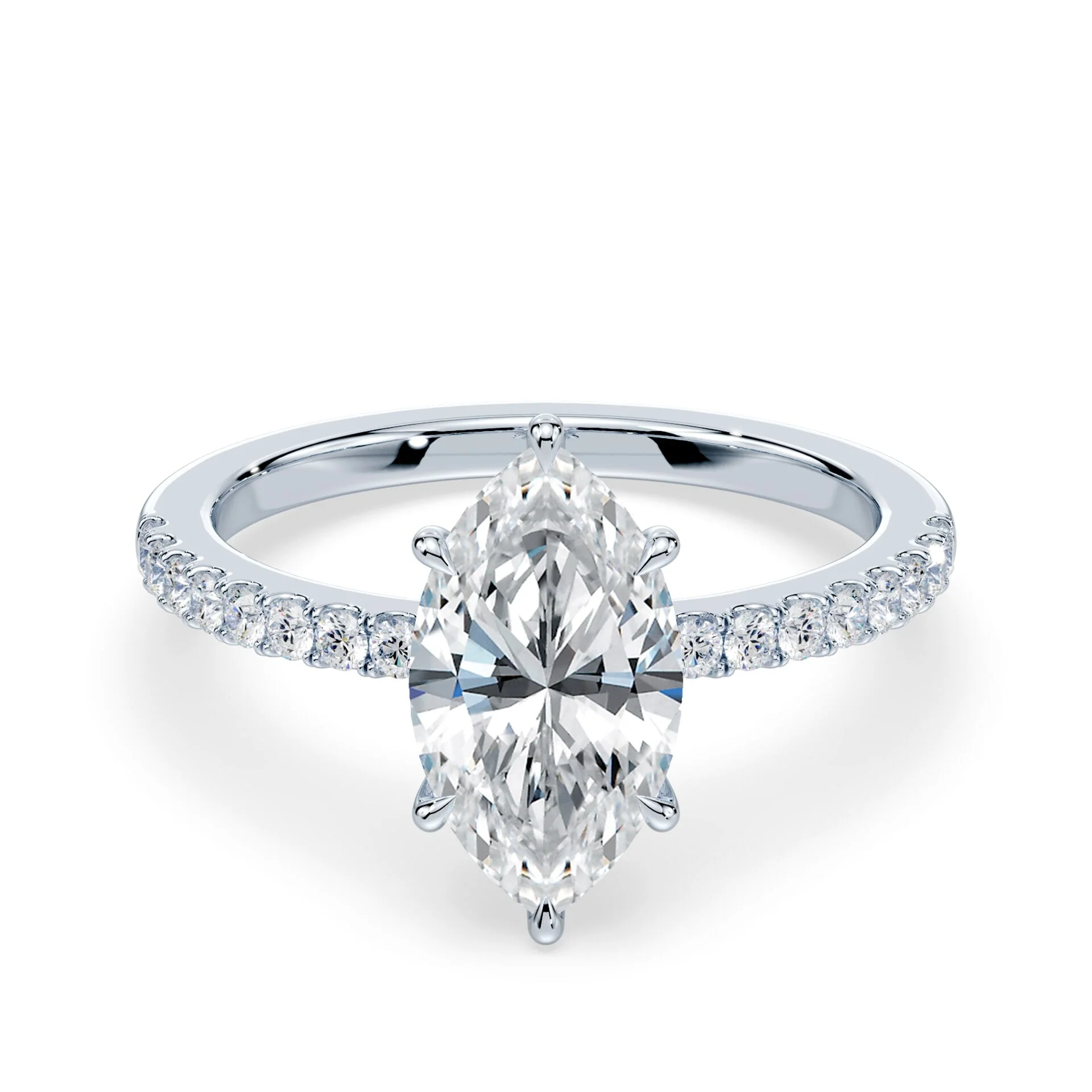 Marquise Low Hidden Halo Pave Ring