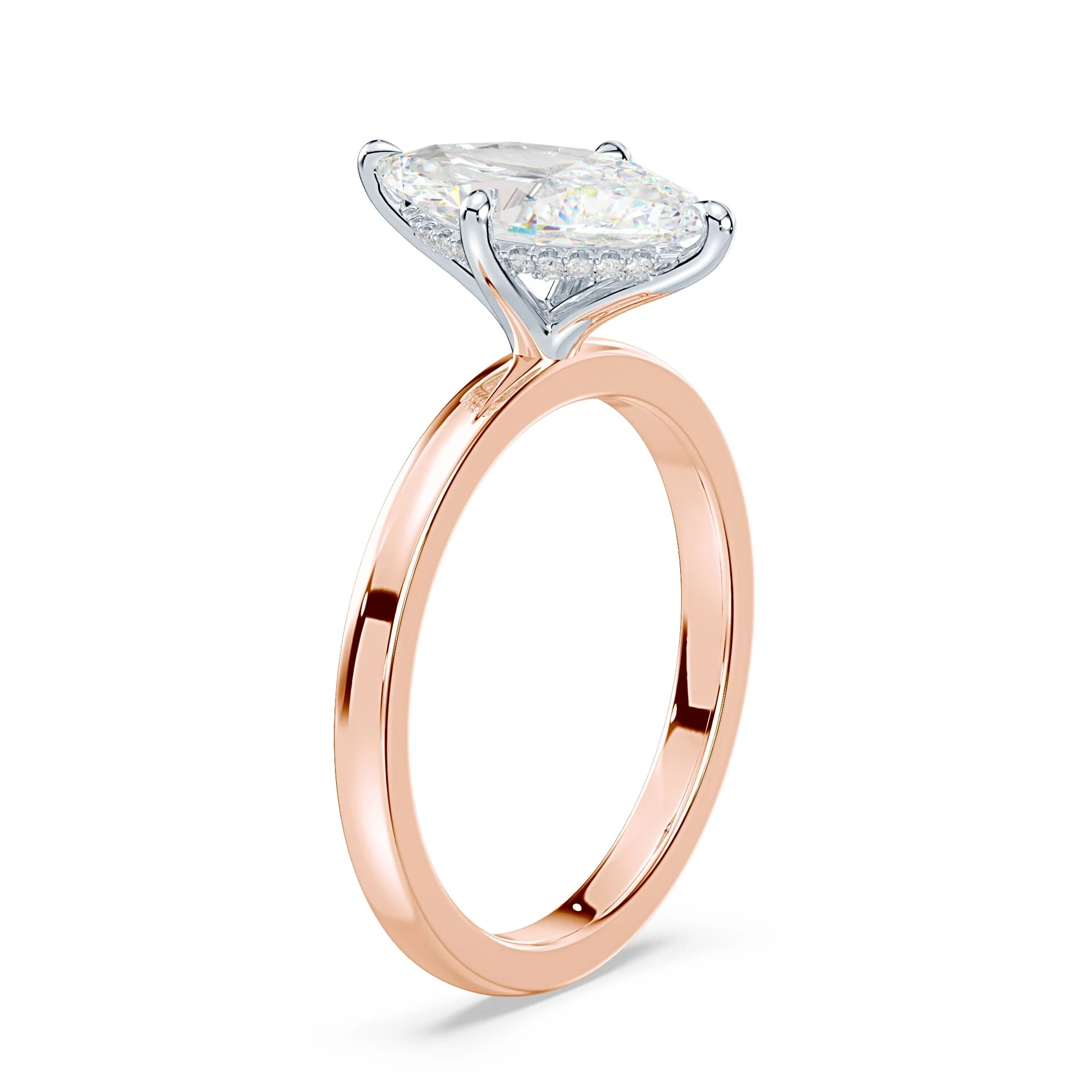Marquise Hidden Halo Engagement Ring - Image 2