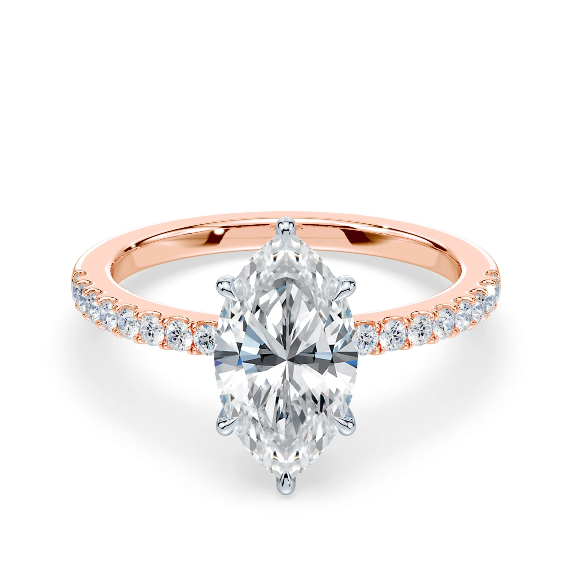 Marquise Low Hidden Halo Pave Ring
