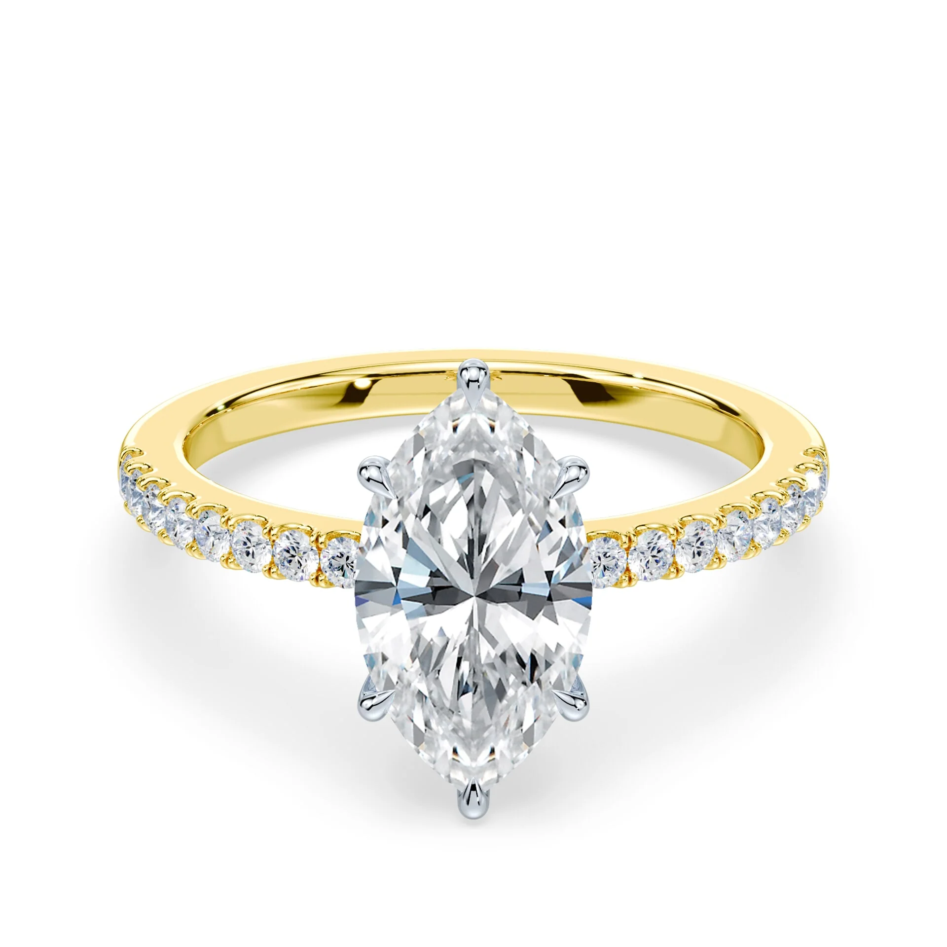 Marquise Low Hidden Halo Pave Ring