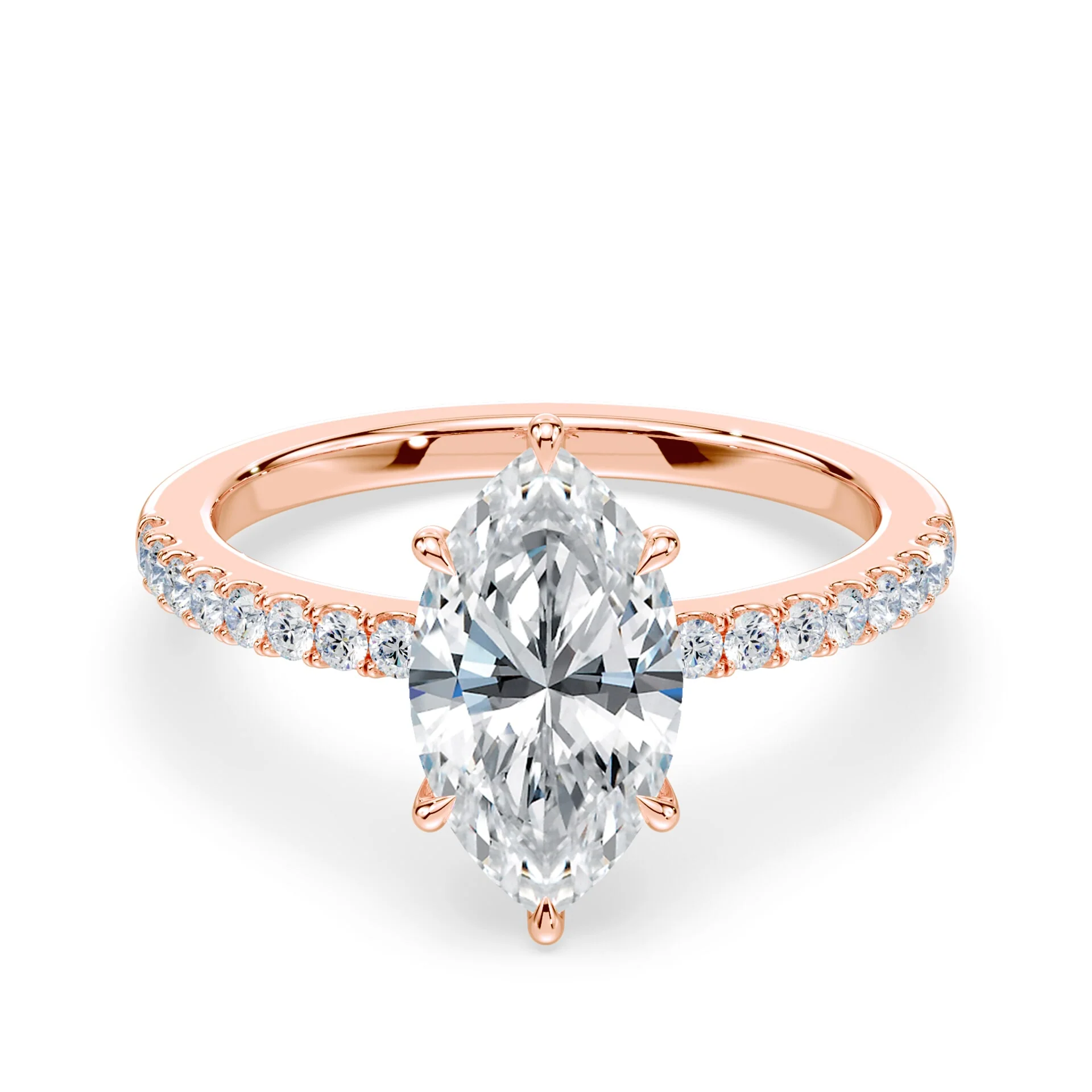 Marquise Low Hidden Halo Pave Ring