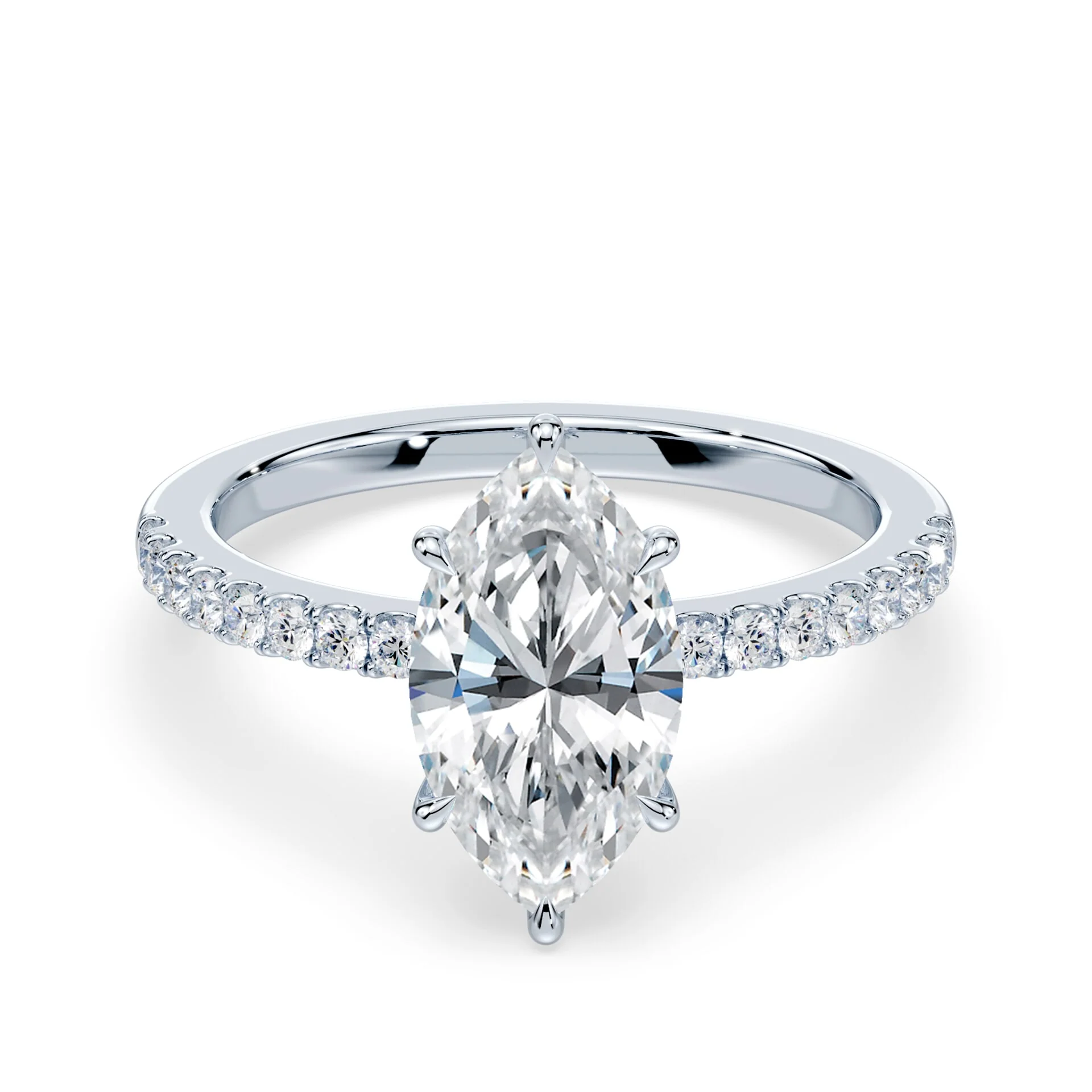 Marquise Low Hidden Halo Pave Ring