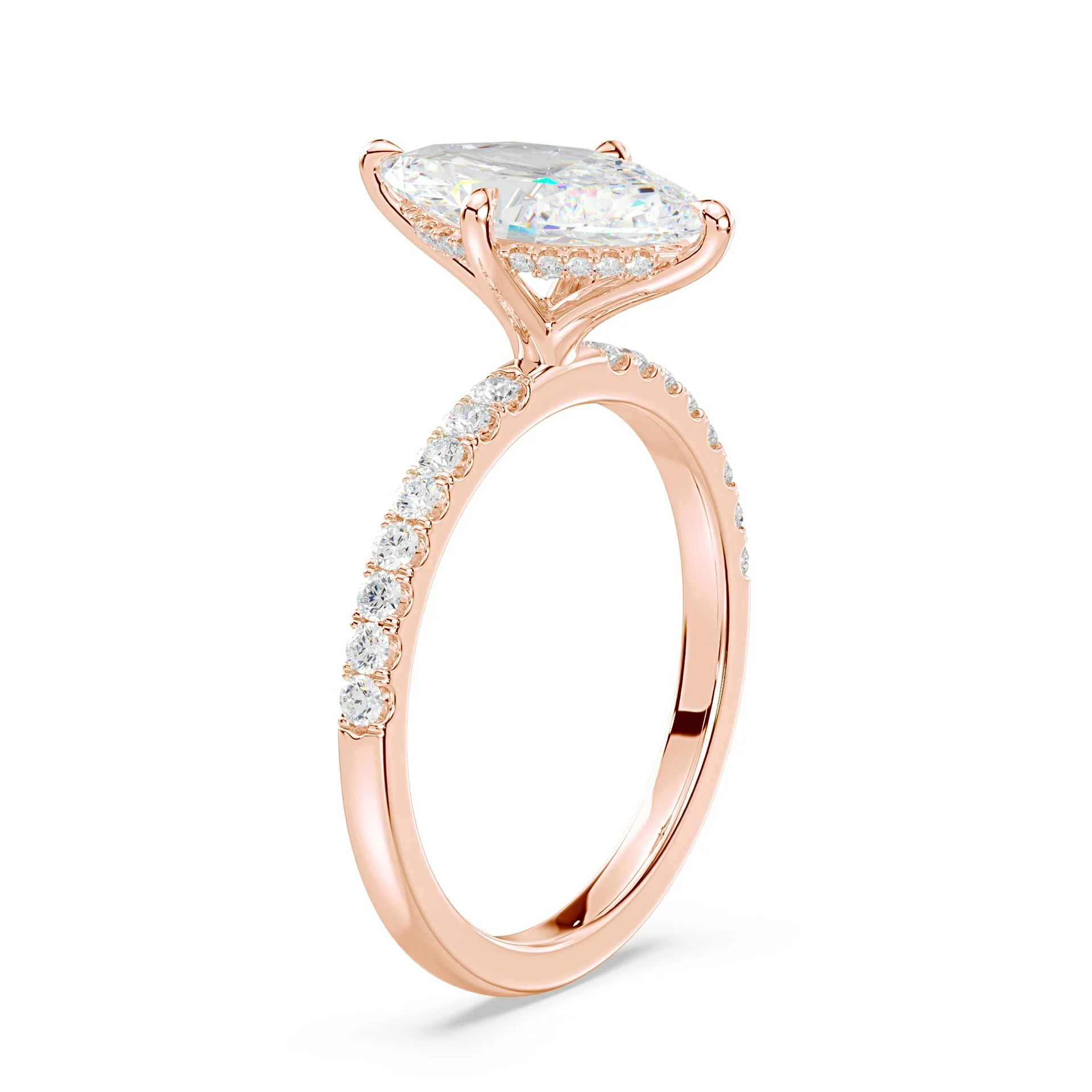 Marquise Hidden Halo Pave Ring - Image 2