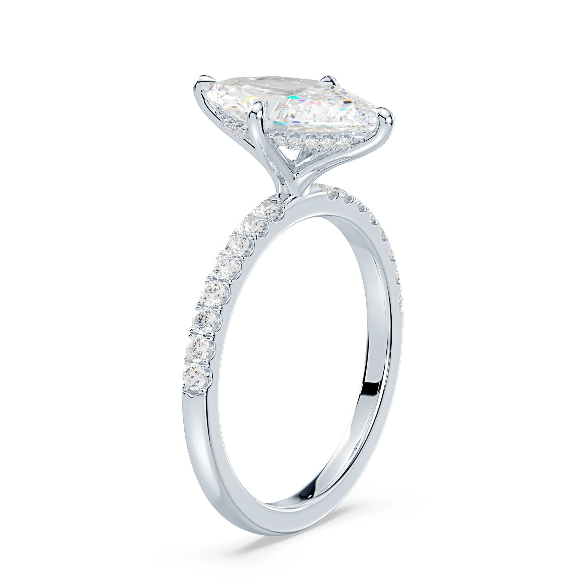 Marquise Hidden Halo Pave Ring - Image 2
