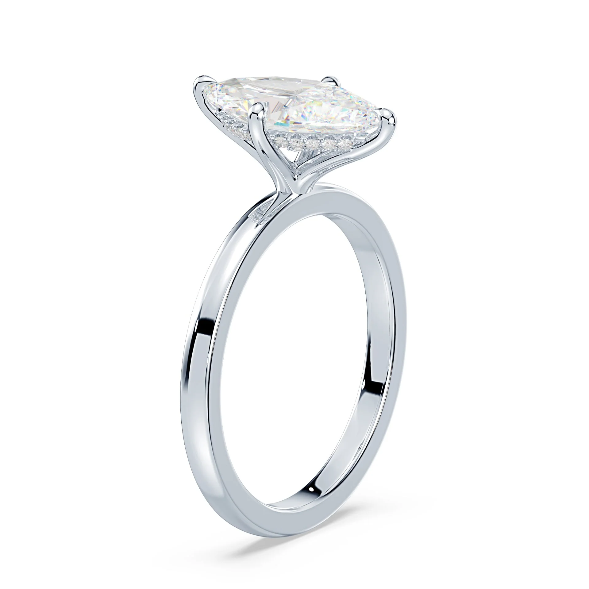 Marquise Hidden Halo Engagement Ring - Image 2