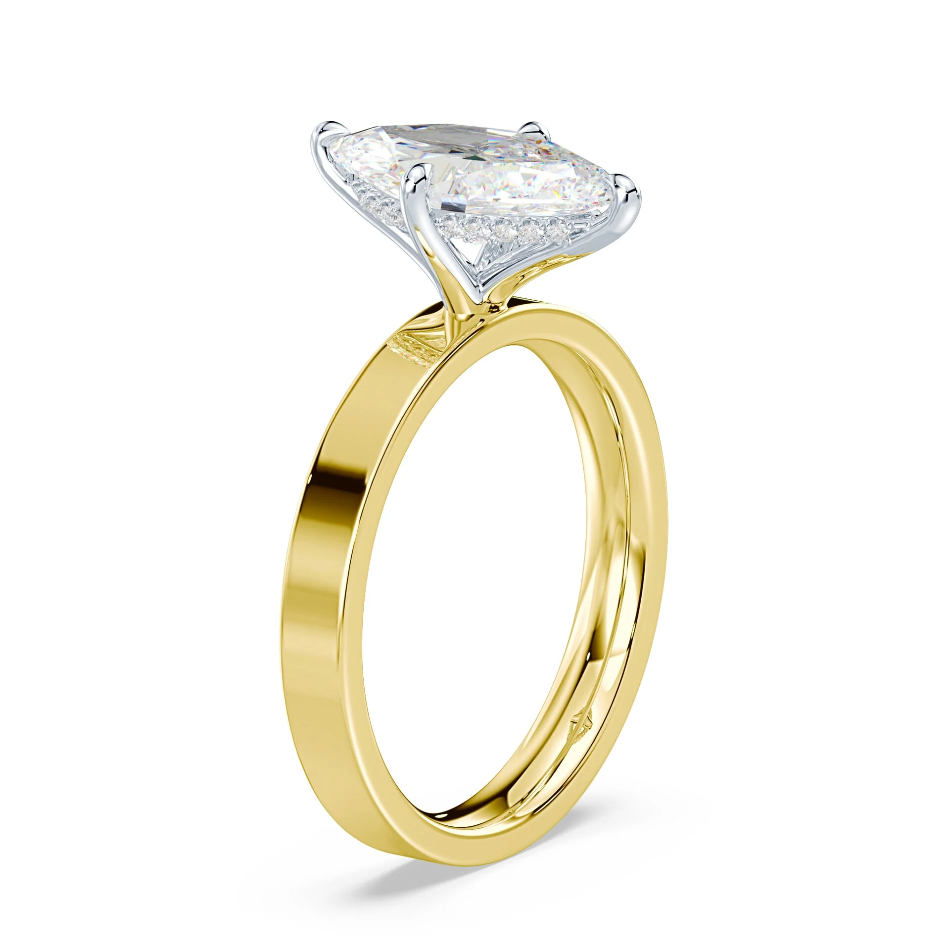 Marquise Hidden Halo Wide Solitaire - Image 2