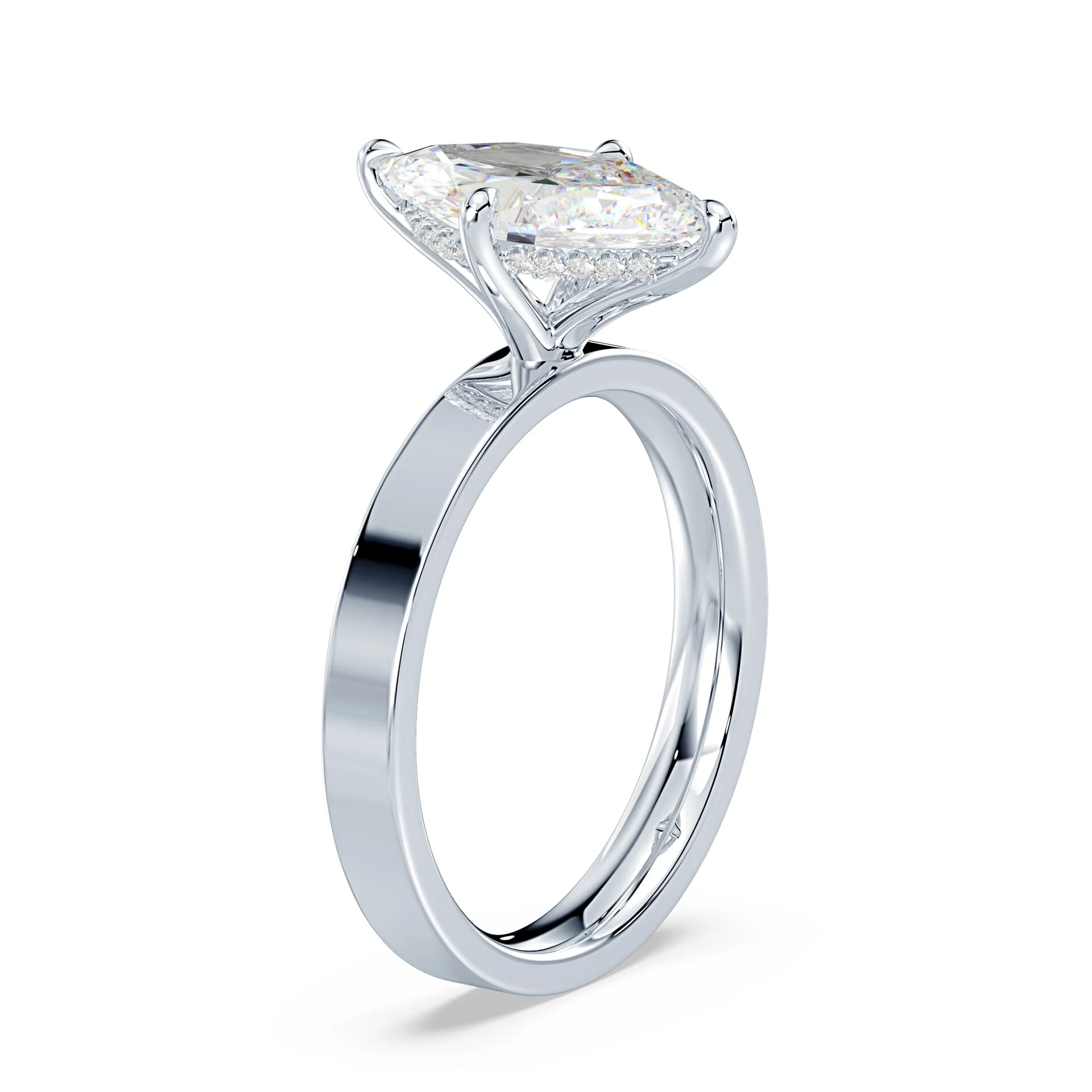 Marquise Hidden Halo Wide Solitaire - Image 2