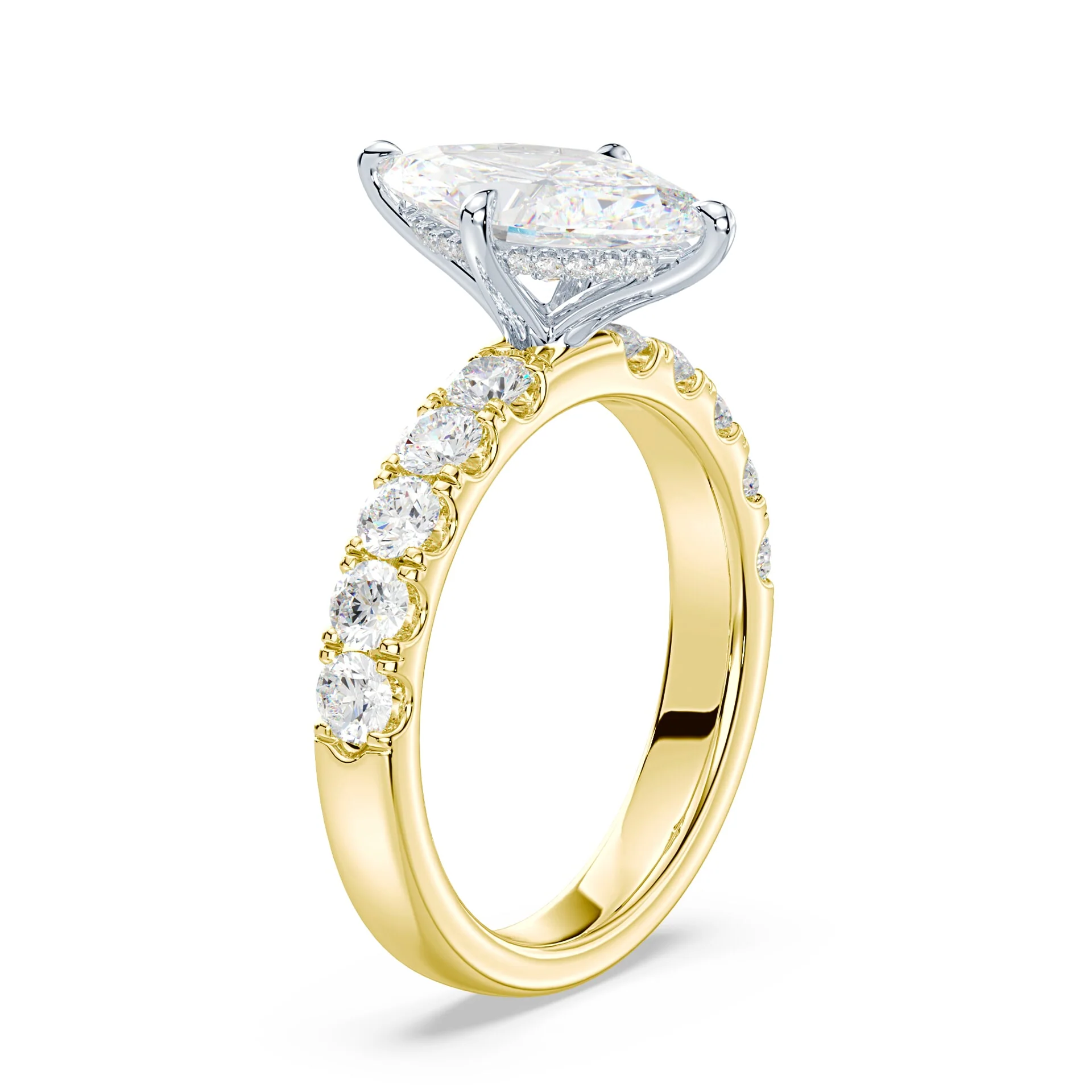 Marquise Hidden Halo Wide Pave Ring - Image 2