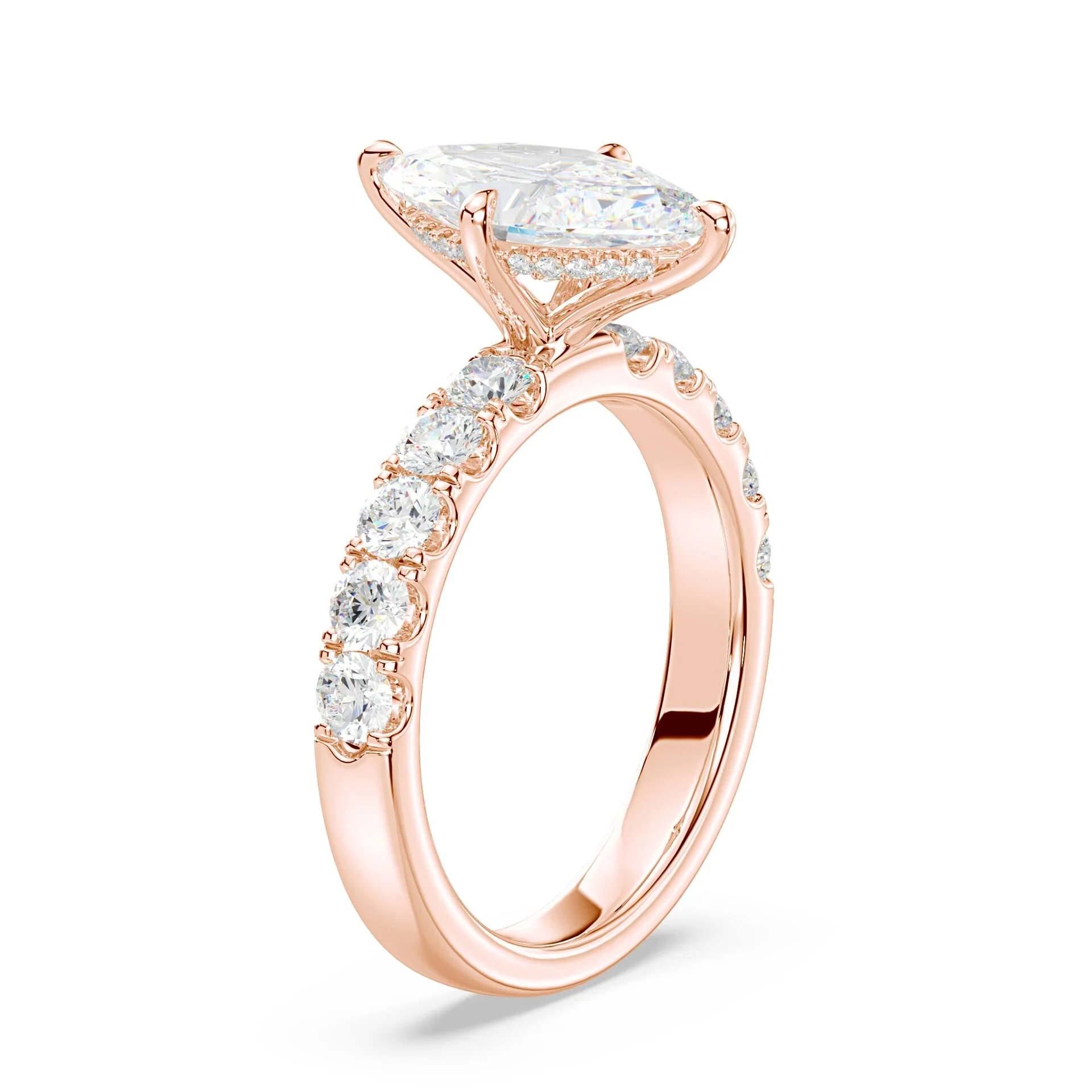 Marquise Hidden Halo Wide Pave Ring - Image 2