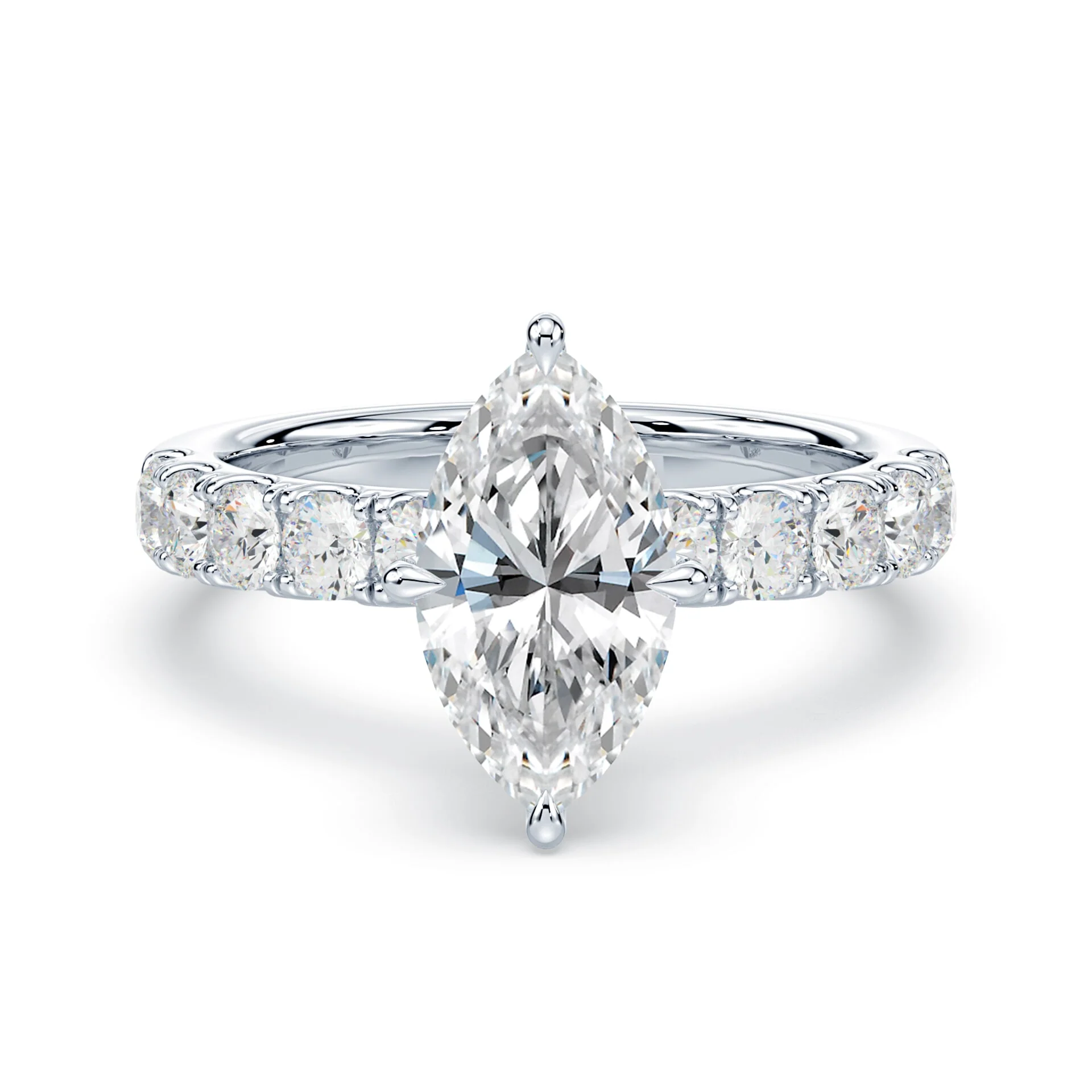 Marquise Hidden Halo Wide Pave Ring
