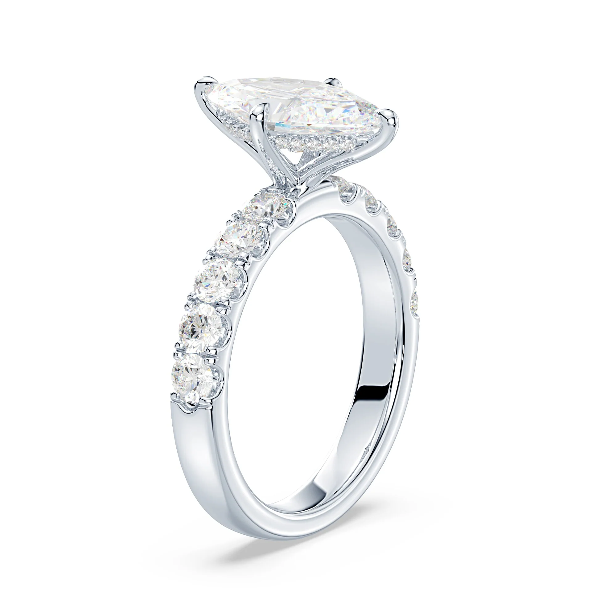 Marquise Hidden Halo Wide Pave Ring - Image 2