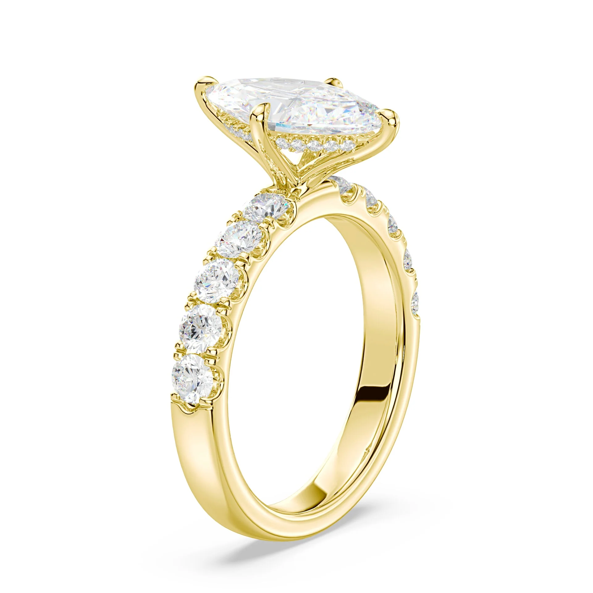 Marquise Hidden Halo Wide Pave Ring - Image 2
