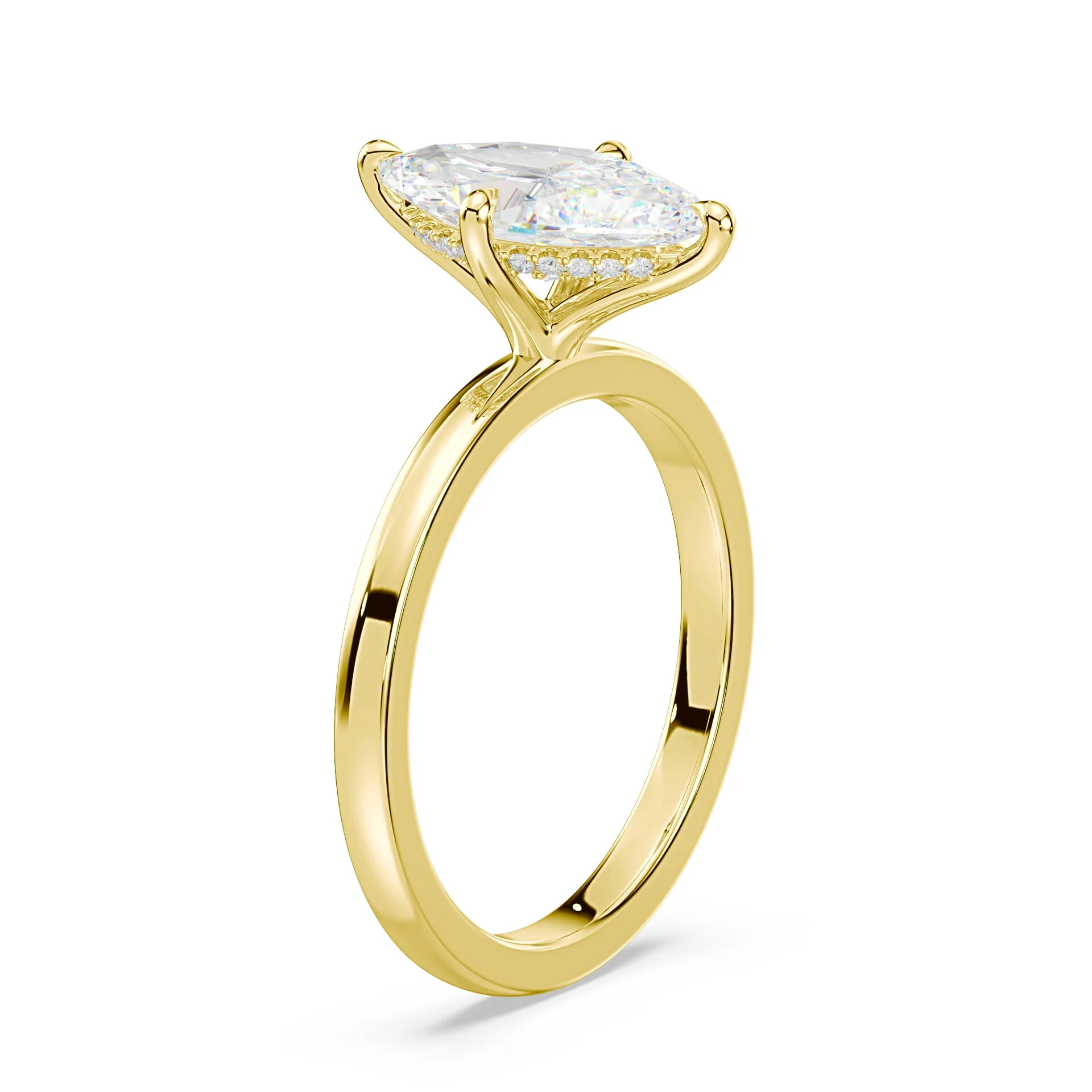 Marquise Hidden Halo Engagement Ring - Image 2
