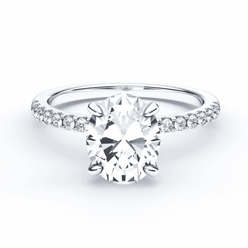 Oval Low Hidden Halo Pave Ring