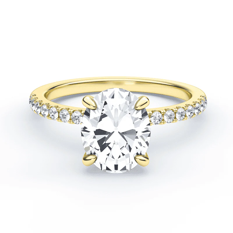 Oval Low Hidden Halo Pave Ring