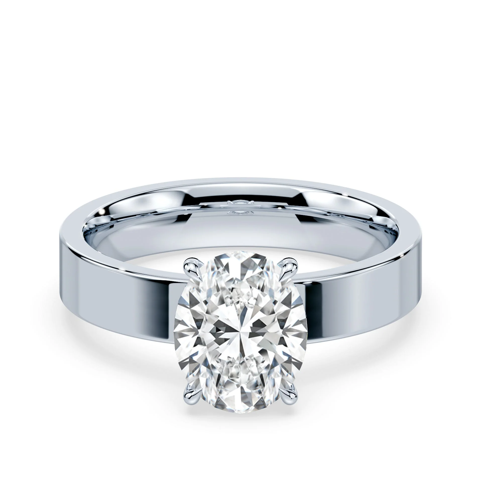 Oval Low Hidden Halo Wide Ring