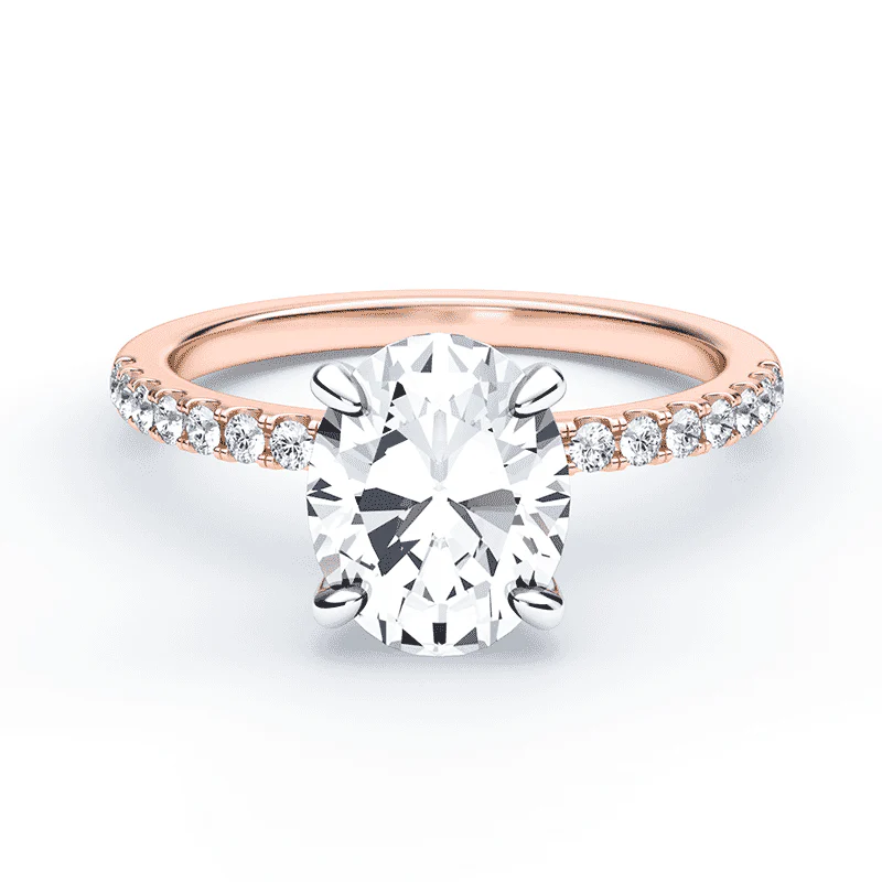 Oval Hidden Halo Pave Ring