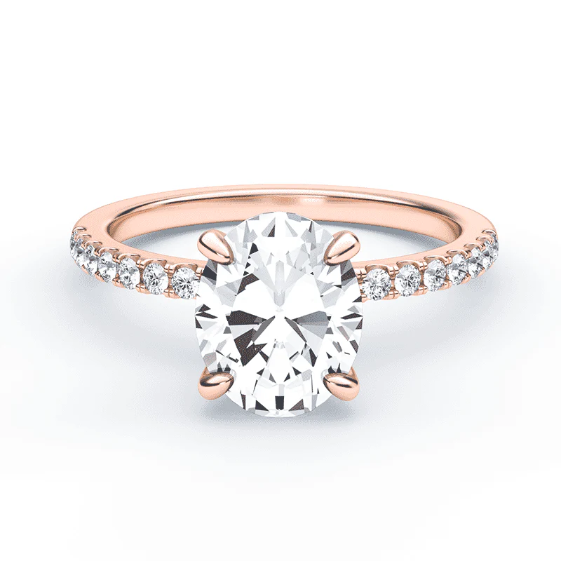 Oval Hidden Halo Pave Ring