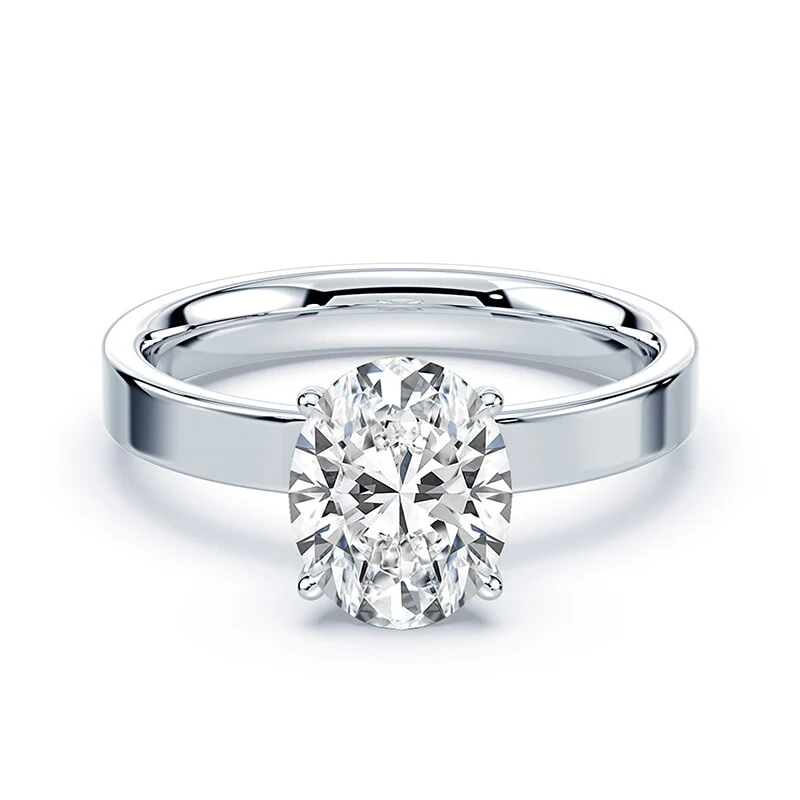 Oval Hidden Halo Wide Solitaire