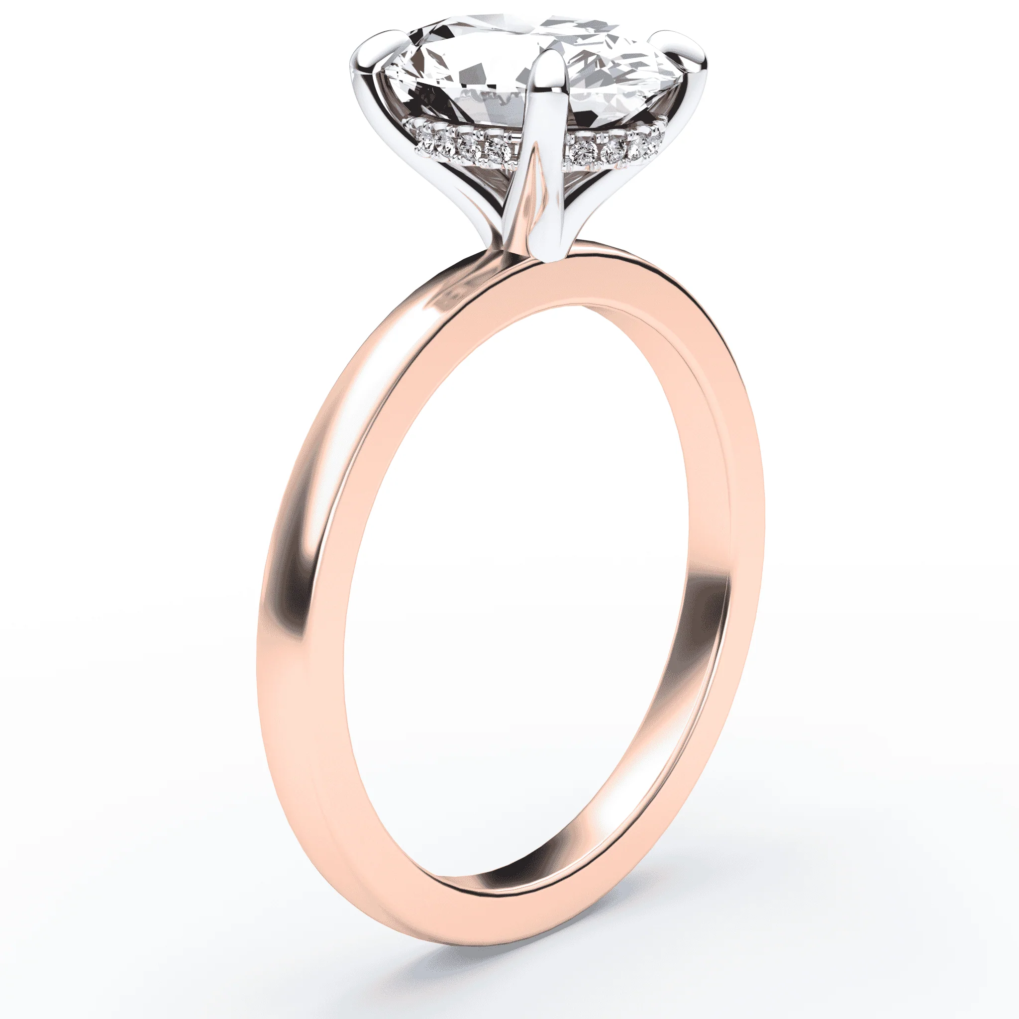 Oval Hidden Halo Engagement Ring - Image 2