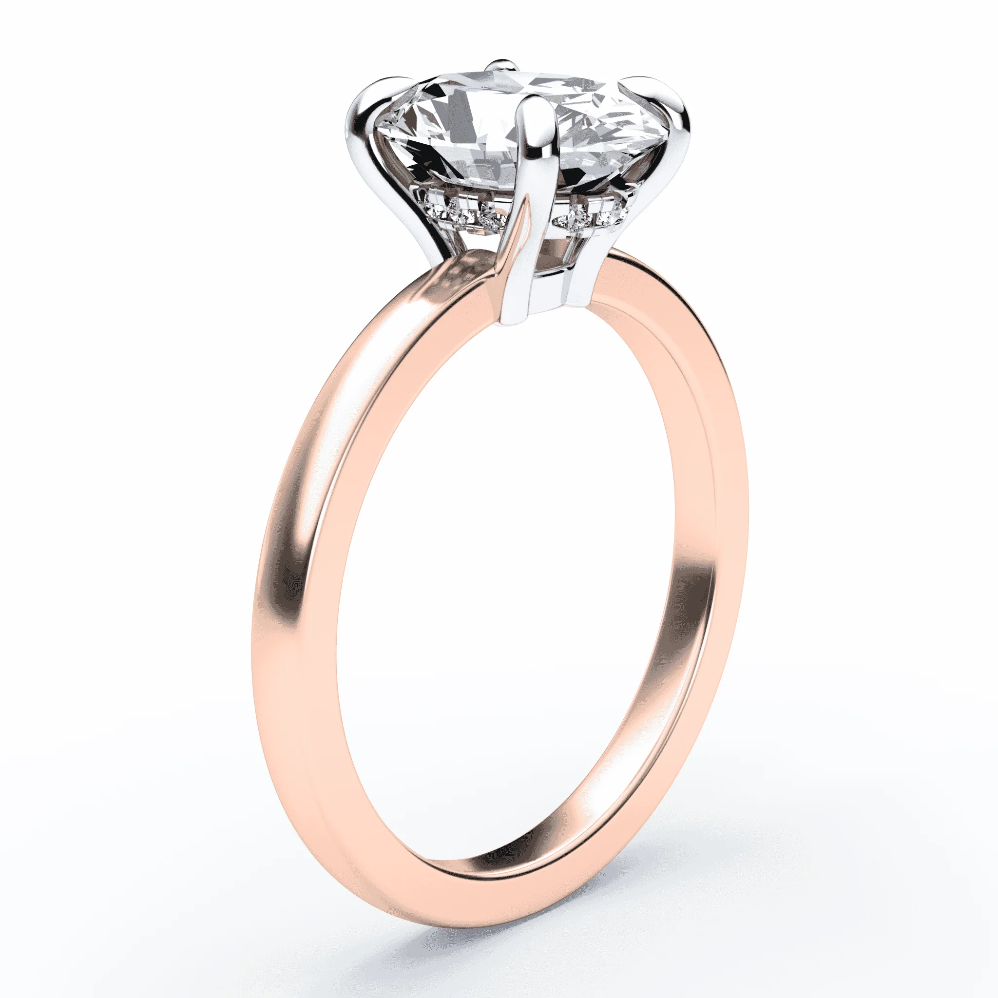 Oval Low Profile Hidden Halo Ring - Image 2
