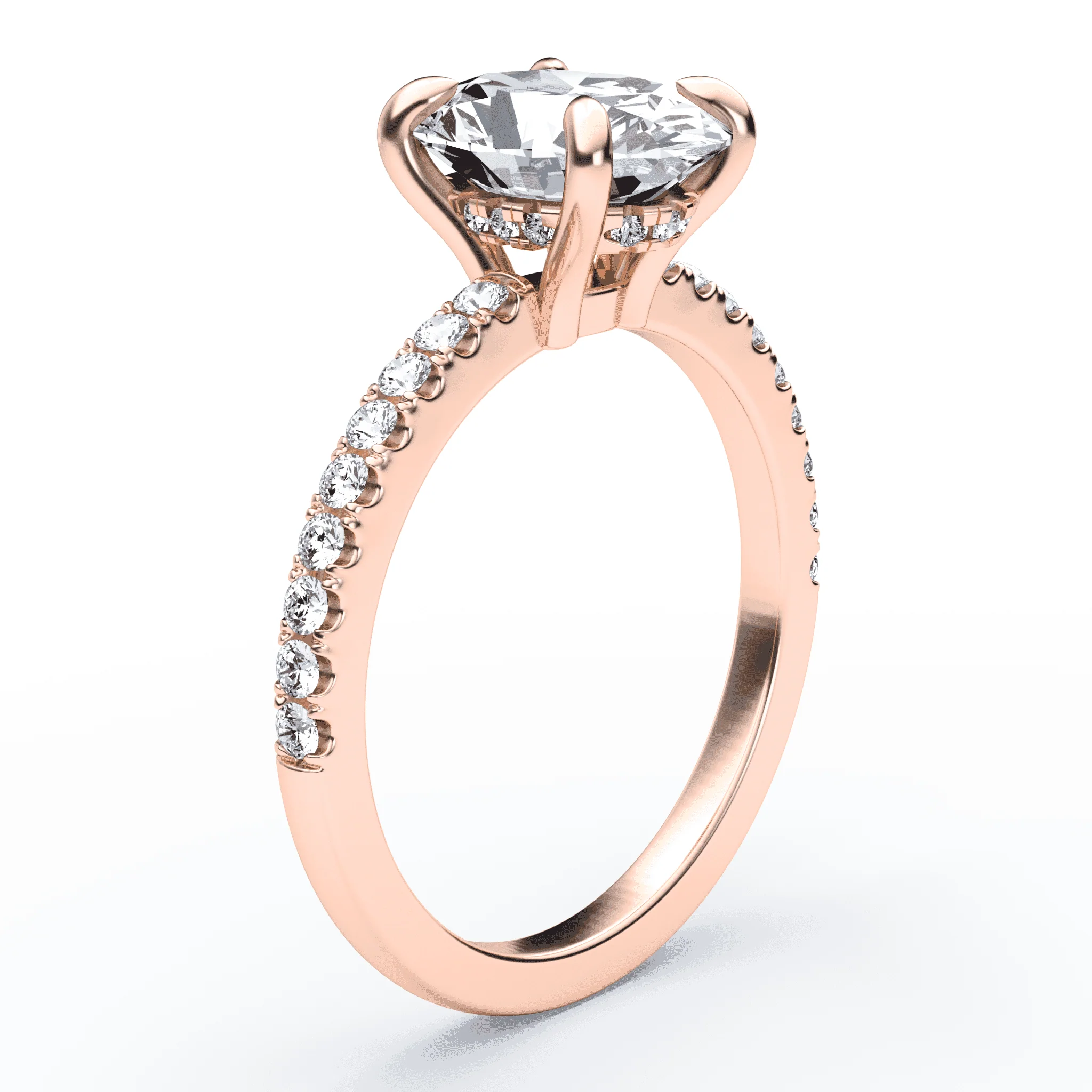 Oval Low Hidden Halo Pave Ring - Image 2