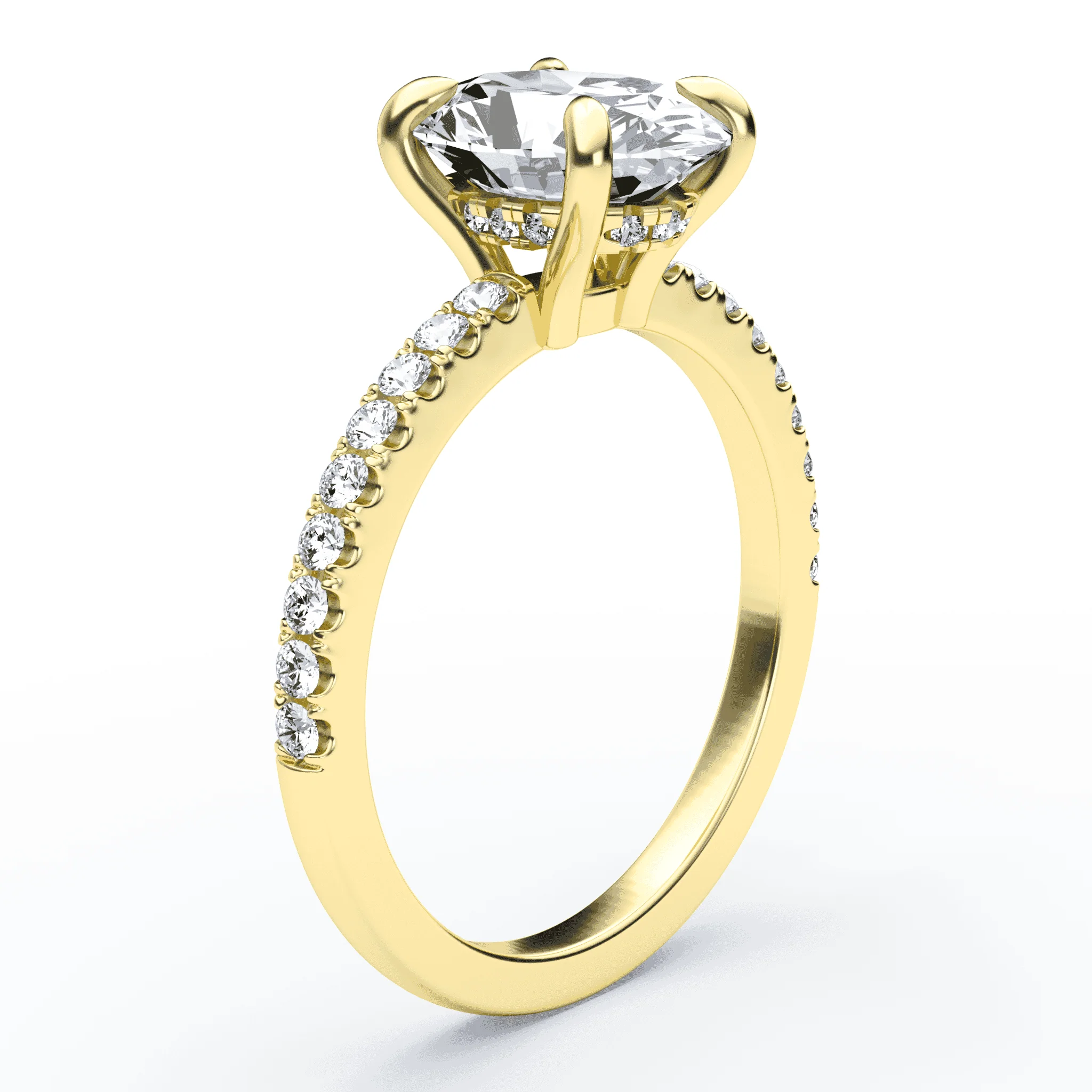 Oval Low Hidden Halo Pave Ring - Image 2