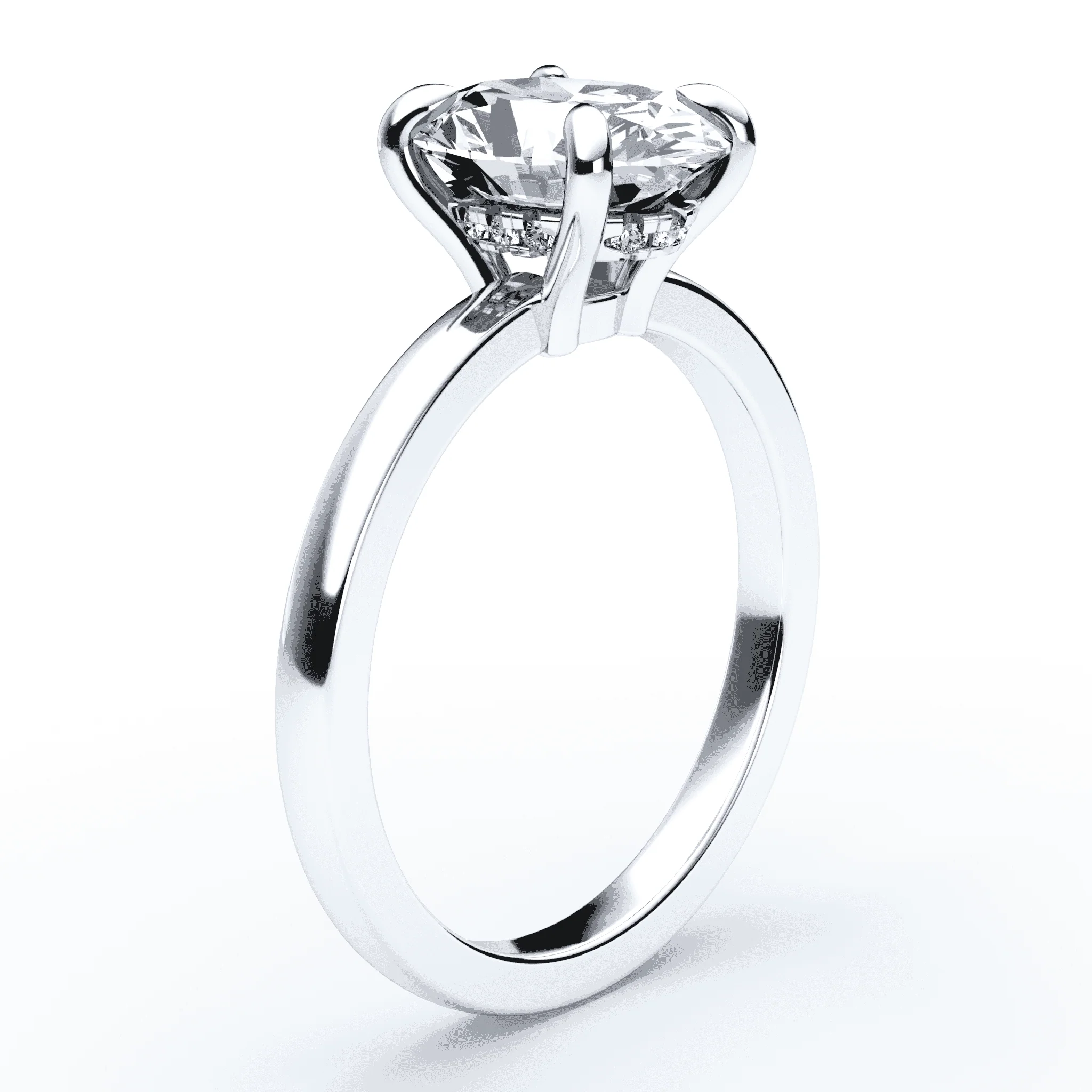 Oval Low Profile Hidden Halo Ring - Image 2
