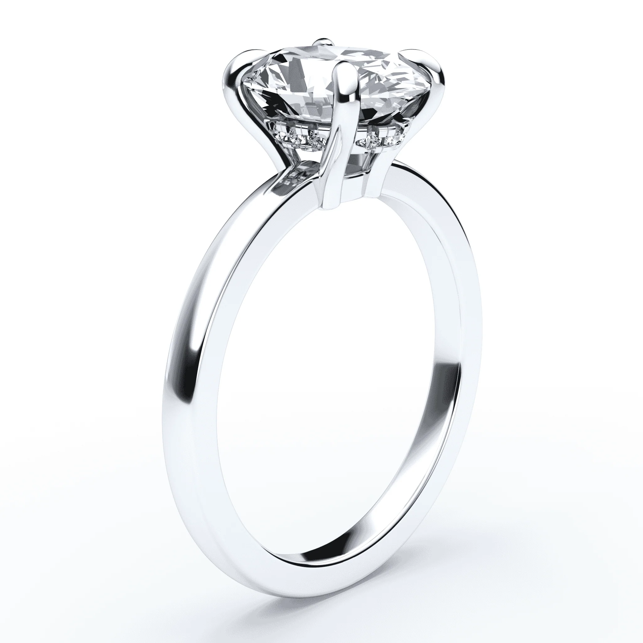 Oval Low Profile Hidden Halo Ring - Image 2