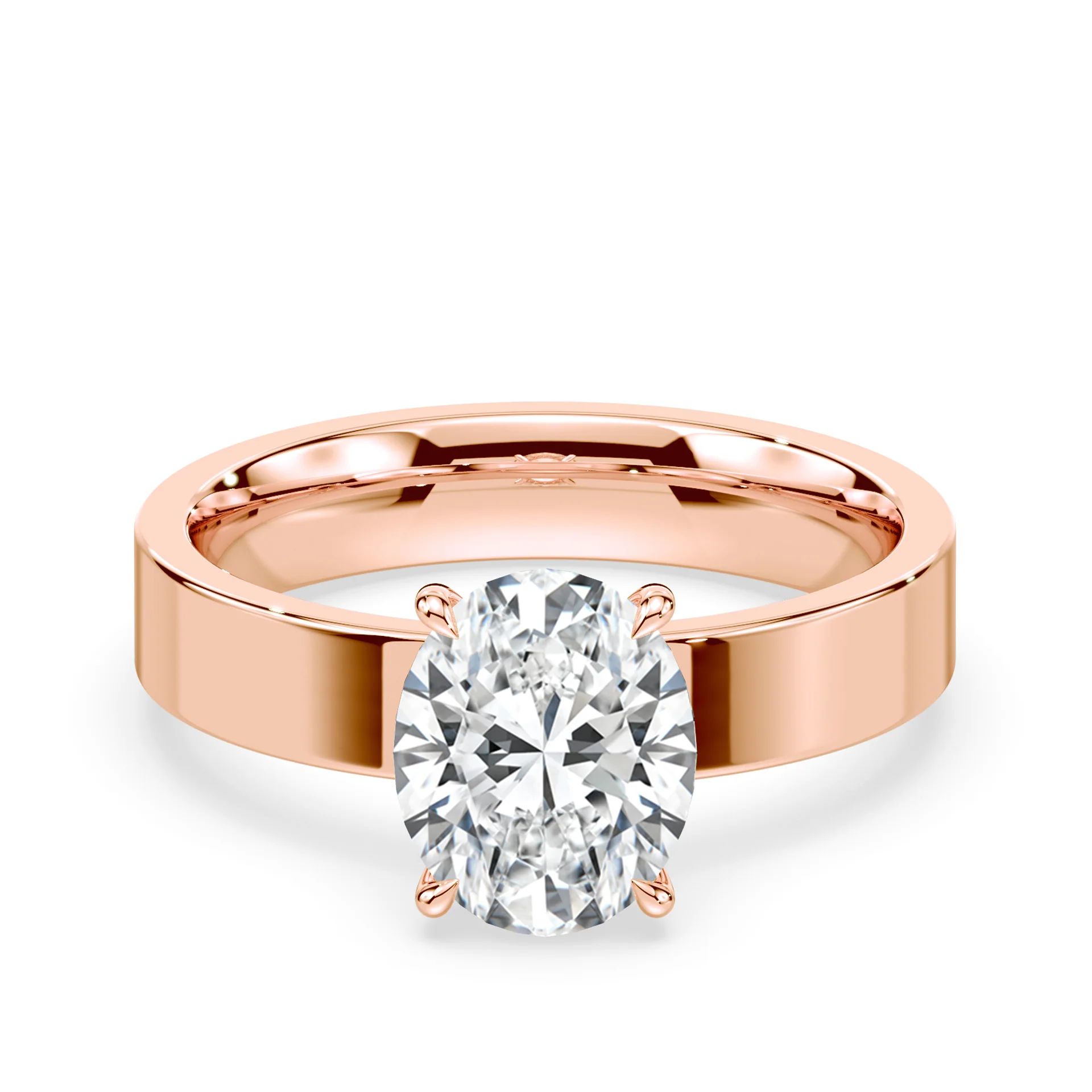 Oval Low Hidden Halo Wide Ring