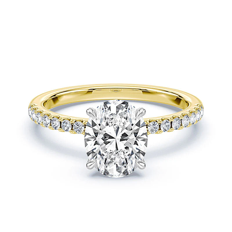 Oval Hidden Halo Pave Ring - Image 4