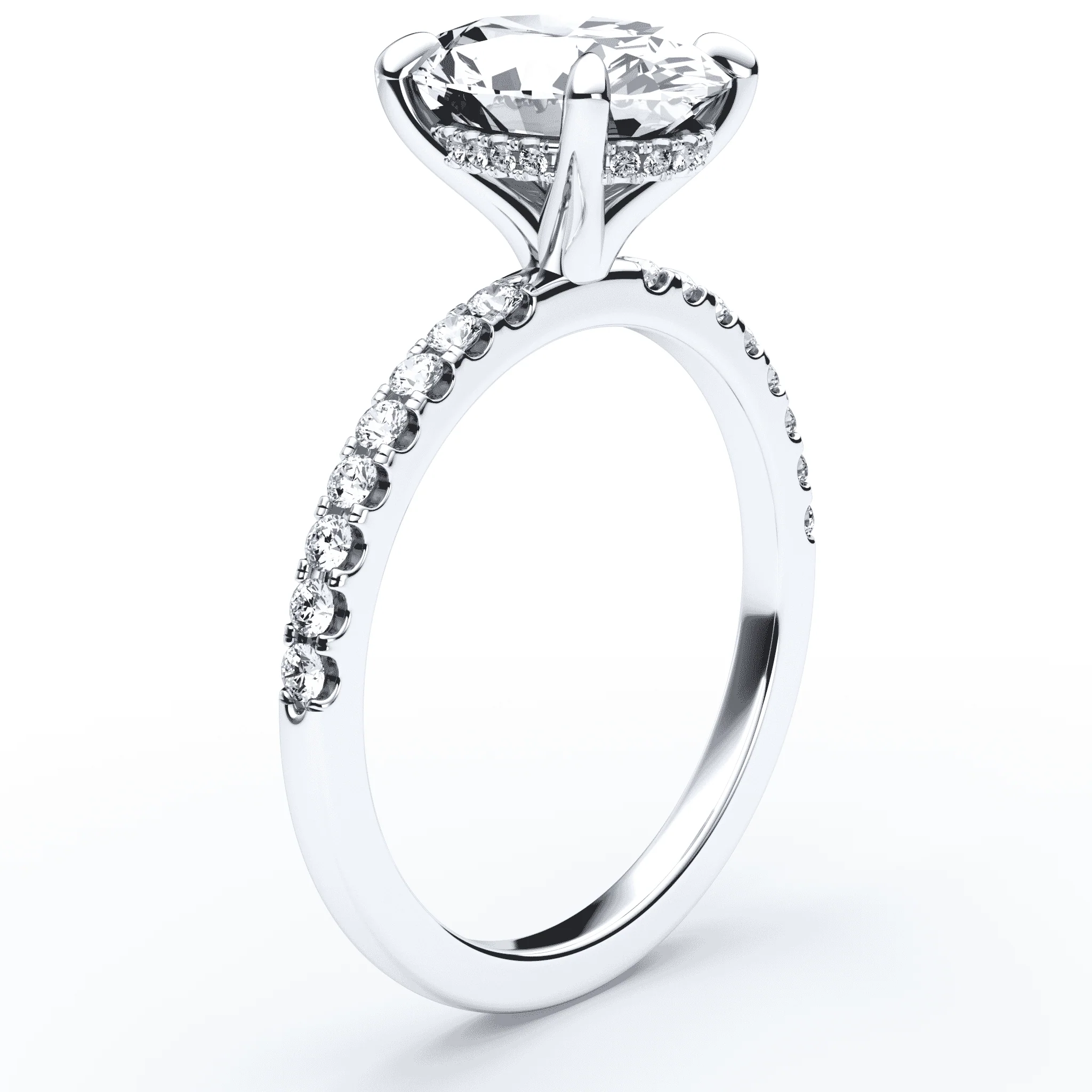 Oval Hidden Halo Pave Ring - Image 2