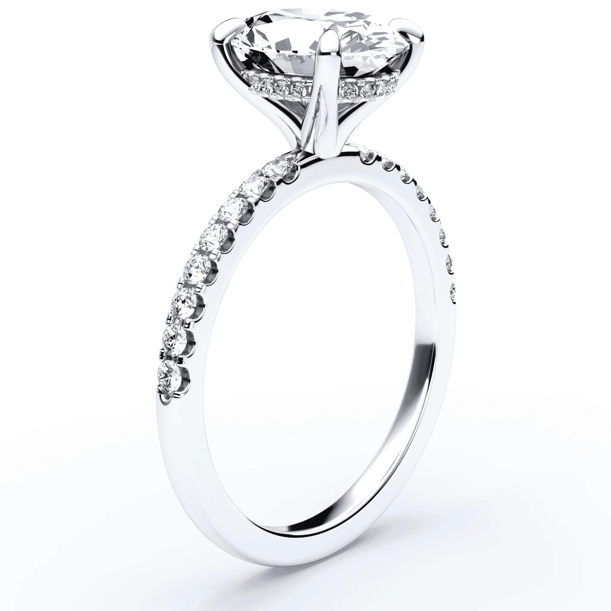 Oval Hidden Halo Pave Ring - Image 2