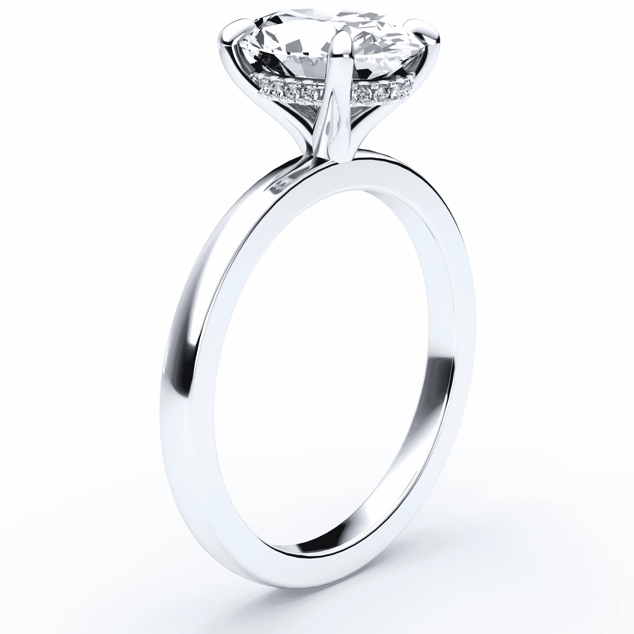 Oval Hidden Halo Engagement Ring - Image 2