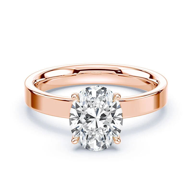 Oval Hidden Halo Wide Solitaire