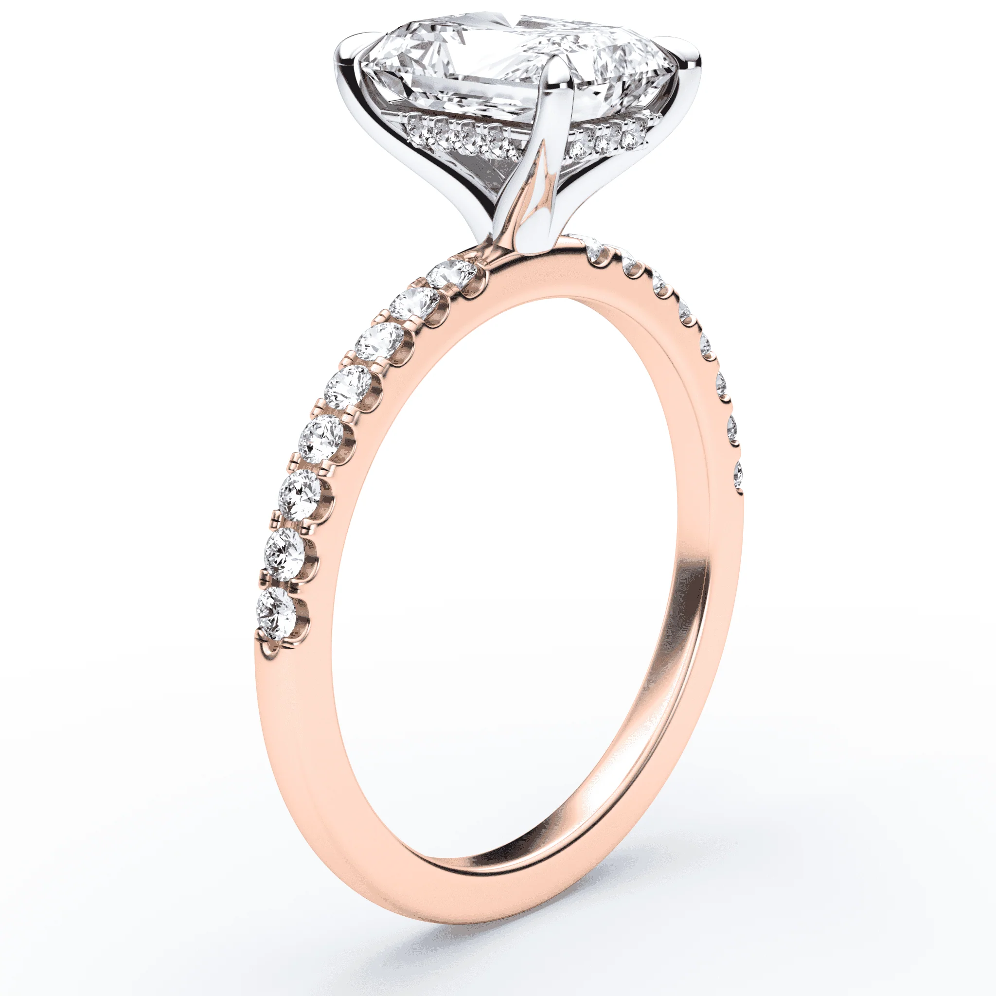 Radiant Cut Hidden Halo Pave Ring - Image 2