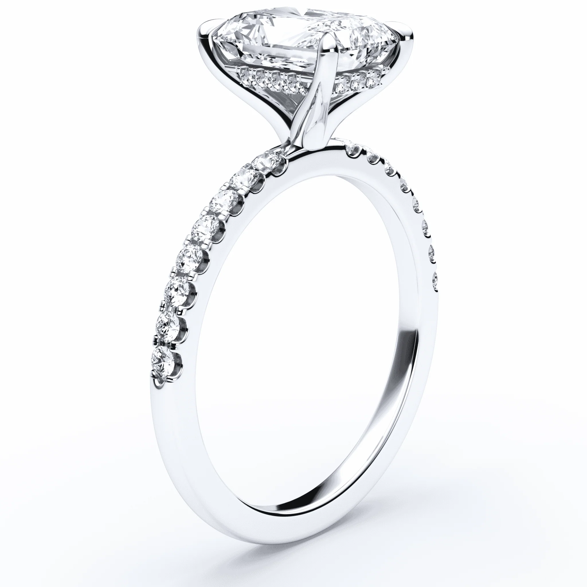 Radiant Cut Hidden Halo Pave Ring - Image 2