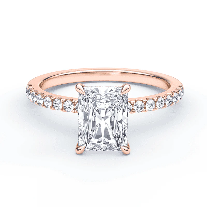 Radiant Cut Hidden Halo Pave Ring