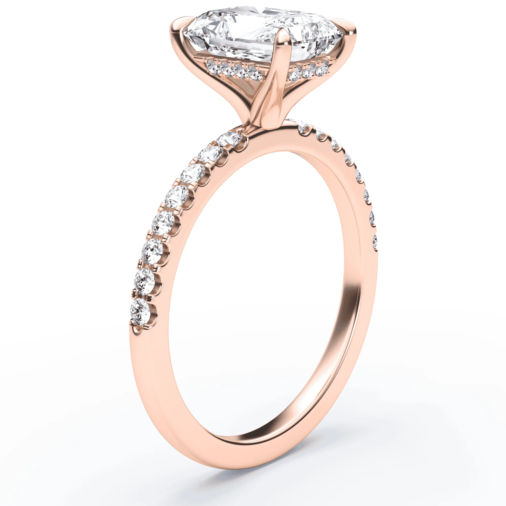Radiant Cut Hidden Halo Pave Ring - Image 2