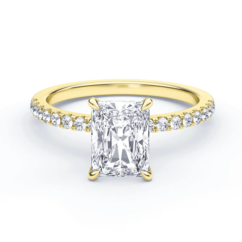 Radiant Cut Hidden Halo Pave Ring
