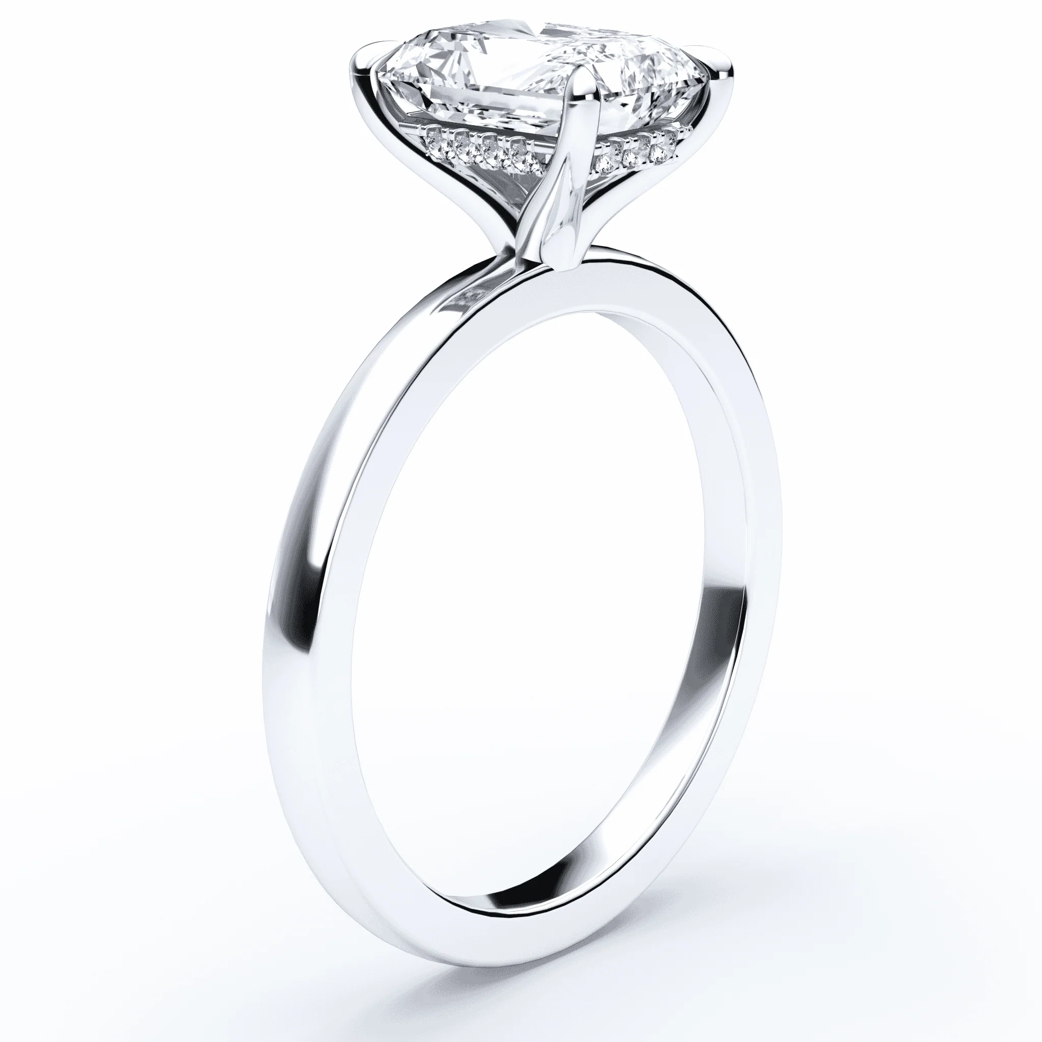 Radiant Cut Hidden Halo Ring - Image 2