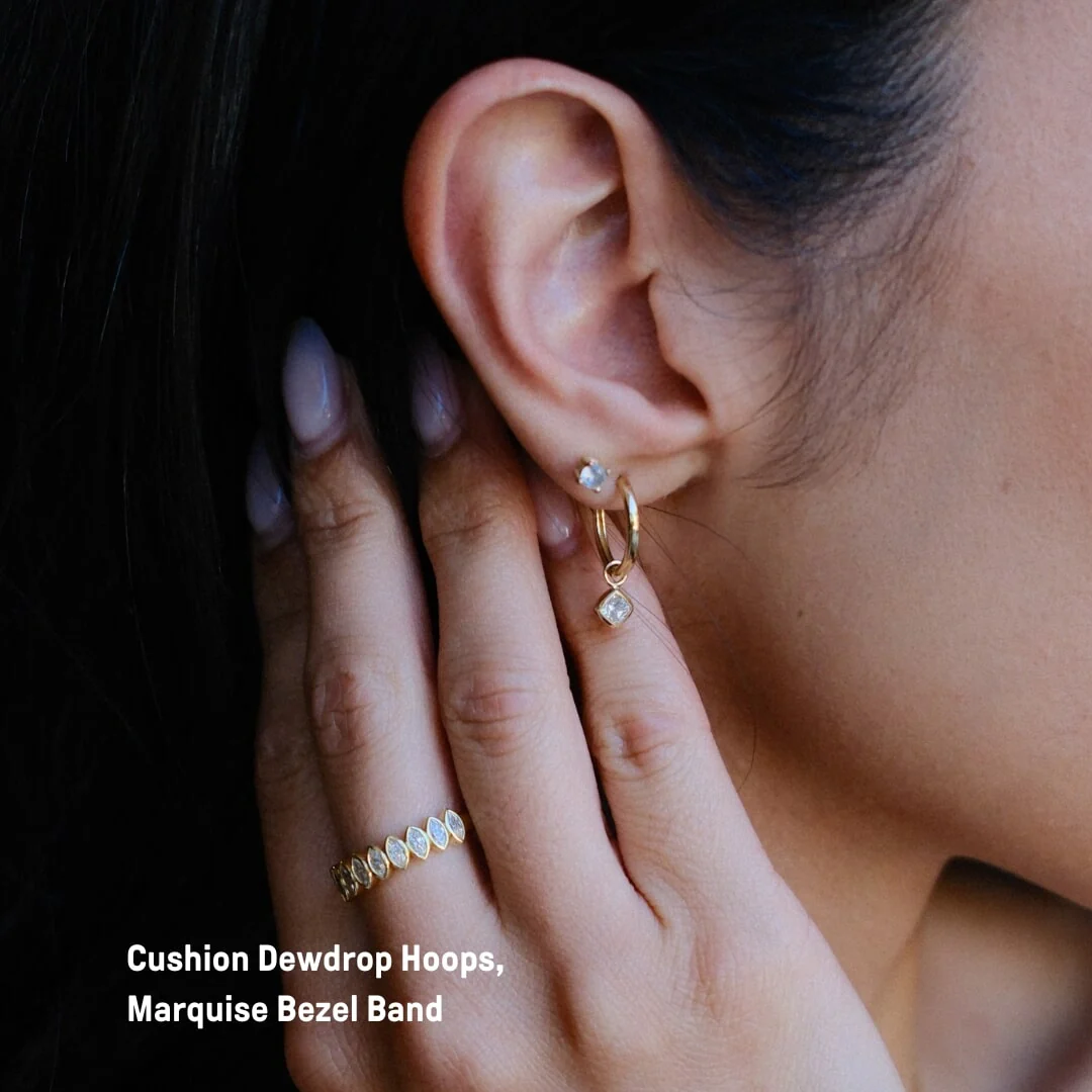Diamond Drop Hoop Earrings - Image 2